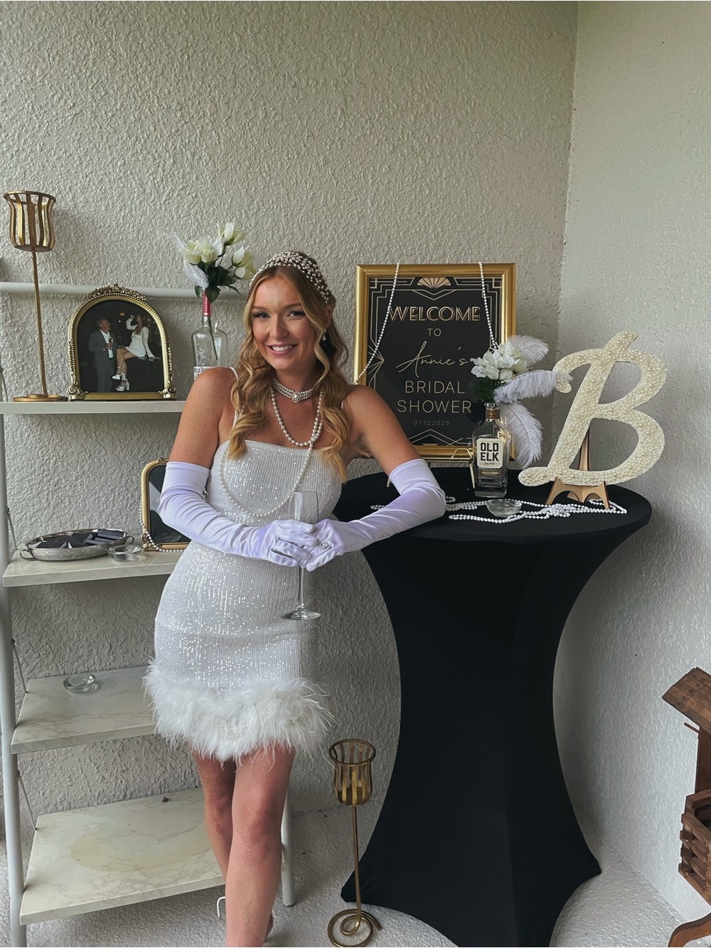 Lulu's White Sequin Feather Cocktail Dress